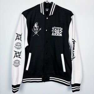 Metallica Icon Varsity Knit Jacket Black and White - Medium